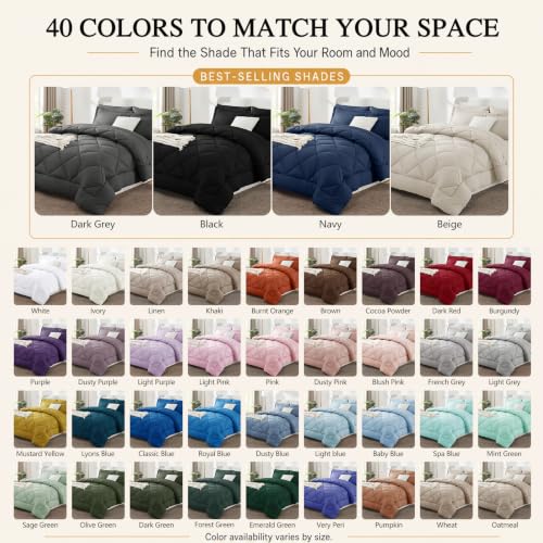 CozyLux Queen Comforter Set 88"x88" Dark Grey - 7 Piece Bed in a Bag | Fits Mattresses up to 14in, Sheets & Shams Included, OEKO-TEX Certified, 240GSM All-Season Fill, Couples & Guest Rooms