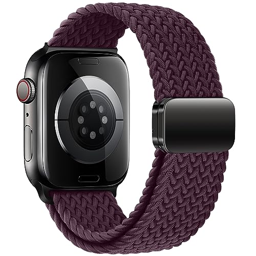 Magnetic Braided Sport Loop Compatible with Apple Watch Bands for Women Men | 38mm 40mm 41mm 42mm 44mm 45mm 46mm 49mm,Stretchy Breathable Nylon Strap for iWatch Series 12 11 10 9 8 7 6 5 4 3 2 1 SE Ultra
