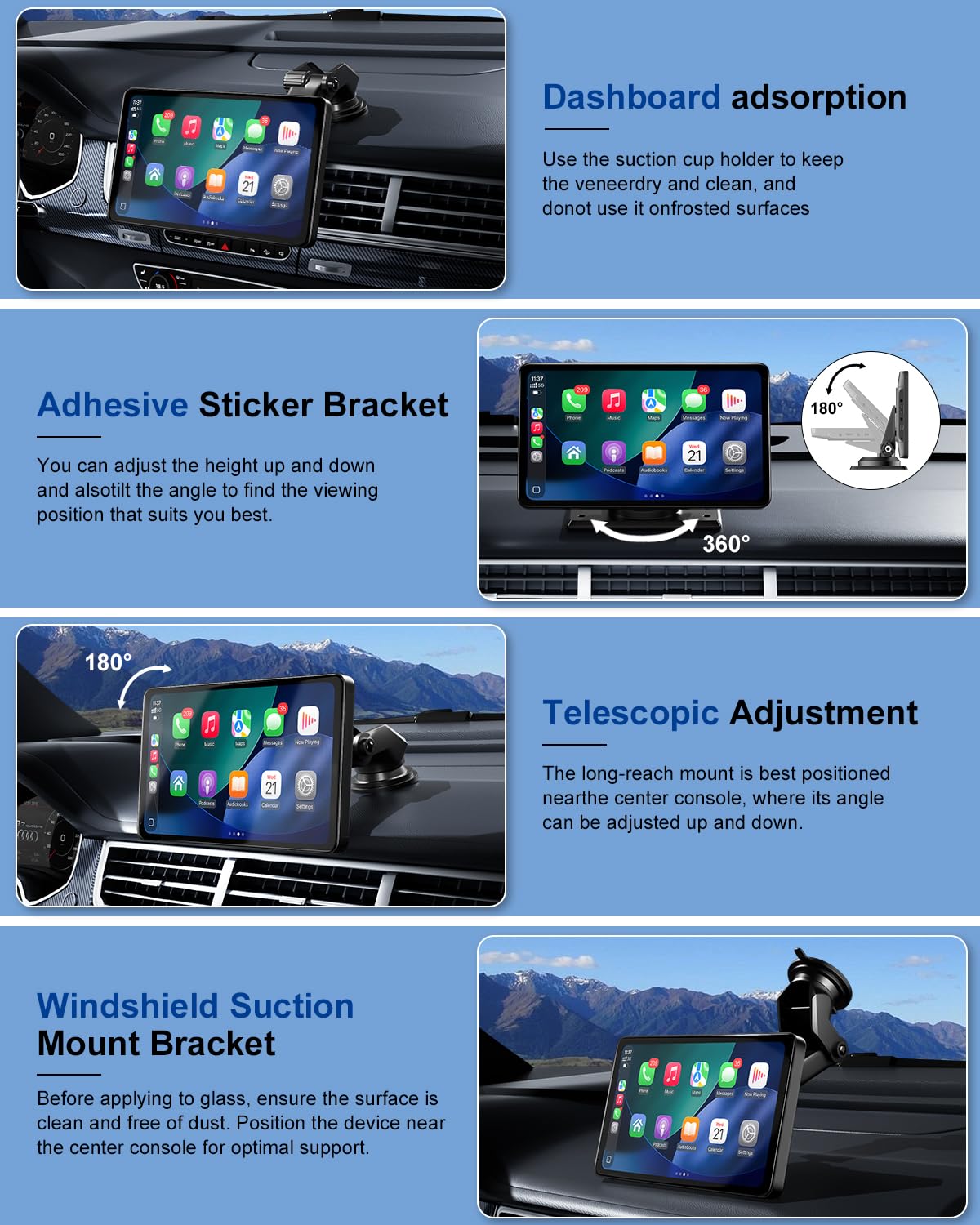 Carplay Screen for Car, 7" Wireless Apple Carplay & Android Auto | Car play with 1080P Backup Camera, GPS Navigation, Voice Control, Mirror Link, FM/AUX Audio, Plug & Play