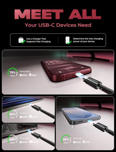 LISEN USB C to USB C Cable 60W for iPhone 18 Pro Duo Charging Cable, 5-Pack | for iPhone 18 Fast Charger/17/16/15 Galaxy S26/S25/S24, 3.3/3.3/6.6/6.6/10FT Gift for Car, Home, Office, Bed and Travel Cord