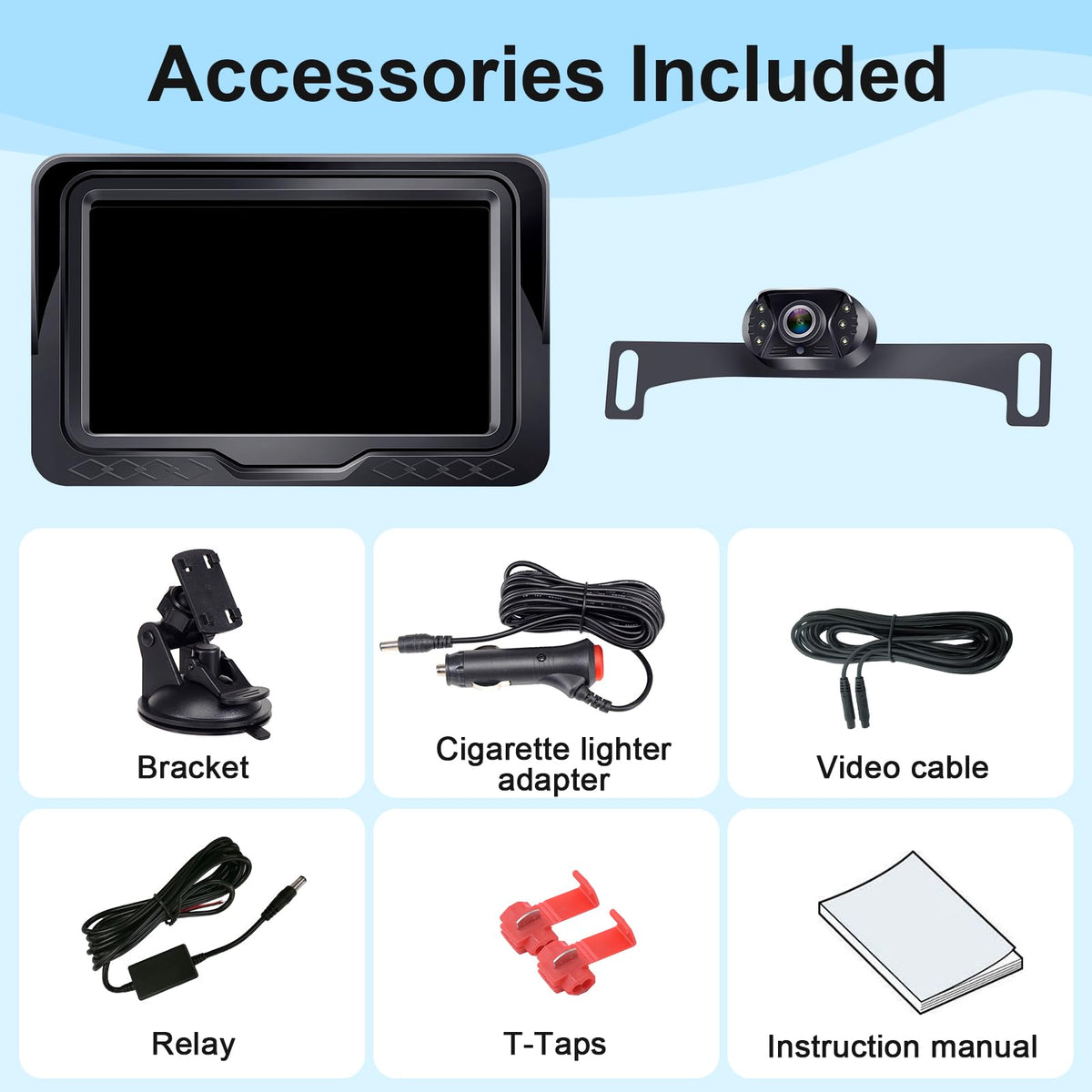HD 1080P Backup Camera Plug & Play: Fast 60FPS Smooth Real-Time Clear View | 25-Minute Easy to Install, Monitor Easy Setup, Bright and Clear Night Vision, Dustproof & Weatherproof for Cars Trucks SUVs