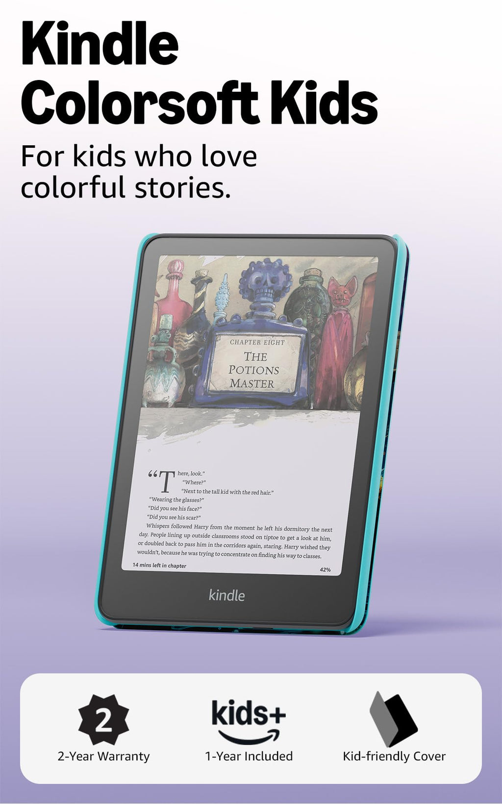Amazon Kindle Colorsoft Kids 16 GB (2024 model) – Lightweight, compact, and designed for reading—no apps, videos, or games. – with cover, Fantasy River