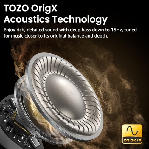 TOZO NC9 Hybrid Active Noise Cancelling Wireless Earbuds, 60H, LED Display | 6 Mic ENC Clear Calls, Deep Bass Sound, IPX8, in Ear Bluetooth 5.3 Headphones,32 EQs via APP, Comfort Fit Ear Buds, Black