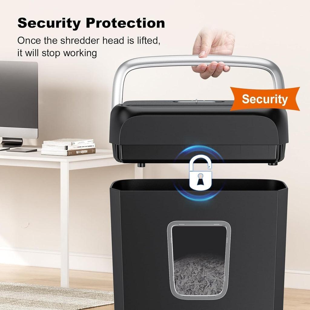 Bonsaii 6-Sheet Cross Cut Paper Shredder for Home, 3.4 Gal Bin | P-4 Security Level, Shreds Credit Cards, Staples & Paper Clips, with Portable Handle, Small Shredder for Home Office，C237-B