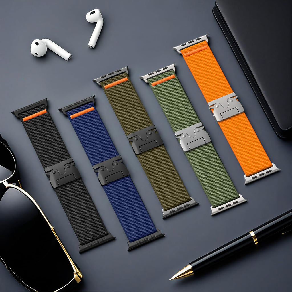 Elastic Sport Band for Apple Watch Ultra 4/3/2 Band 49mm 46mm 45mm 44mm 42mm 41mm 40mm Men, Adjustable Parachute Buckle Nylon Fabric Wristband for iWatch Series 12 11 10 SE 9 8 7 6 5 4 3