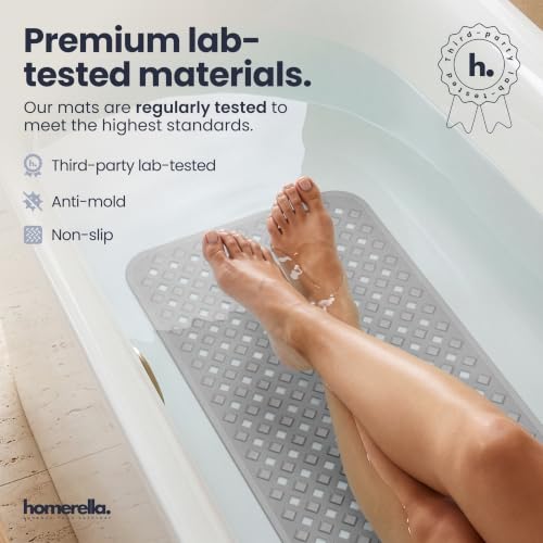 homerella Bathtub Mat Non Slip 35x16 Shower Mat Non Slip Anti Mold BPA Free | Mildew Resistant, Machine Washable, Extra Long Tub Mat, Shower Mats for Inside Shower, Bath Mat for Tub Non Slip EU Certified