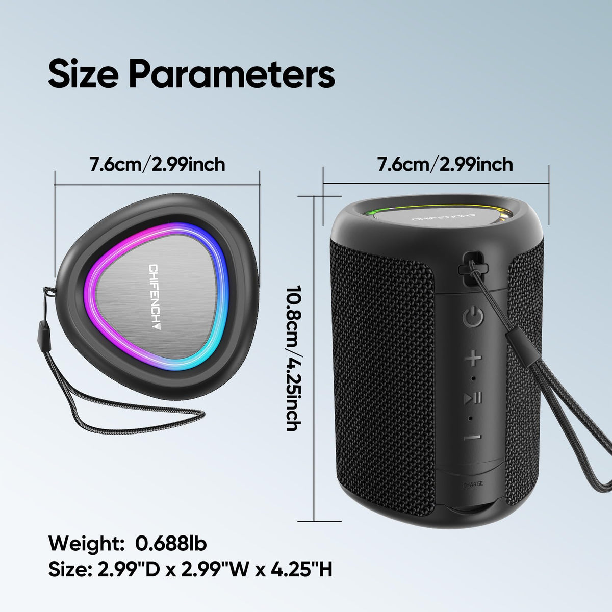 Portable Bluetooth Speaker Gift Ideas: Outdoor Travel Essentials Waterproof | Powerful HD Sound, Dynamic Lights, 15H Playtime, BT 5.3, TWS Pairing, IPX5 Beach|Camping|Pool Accessories, Halloween Music