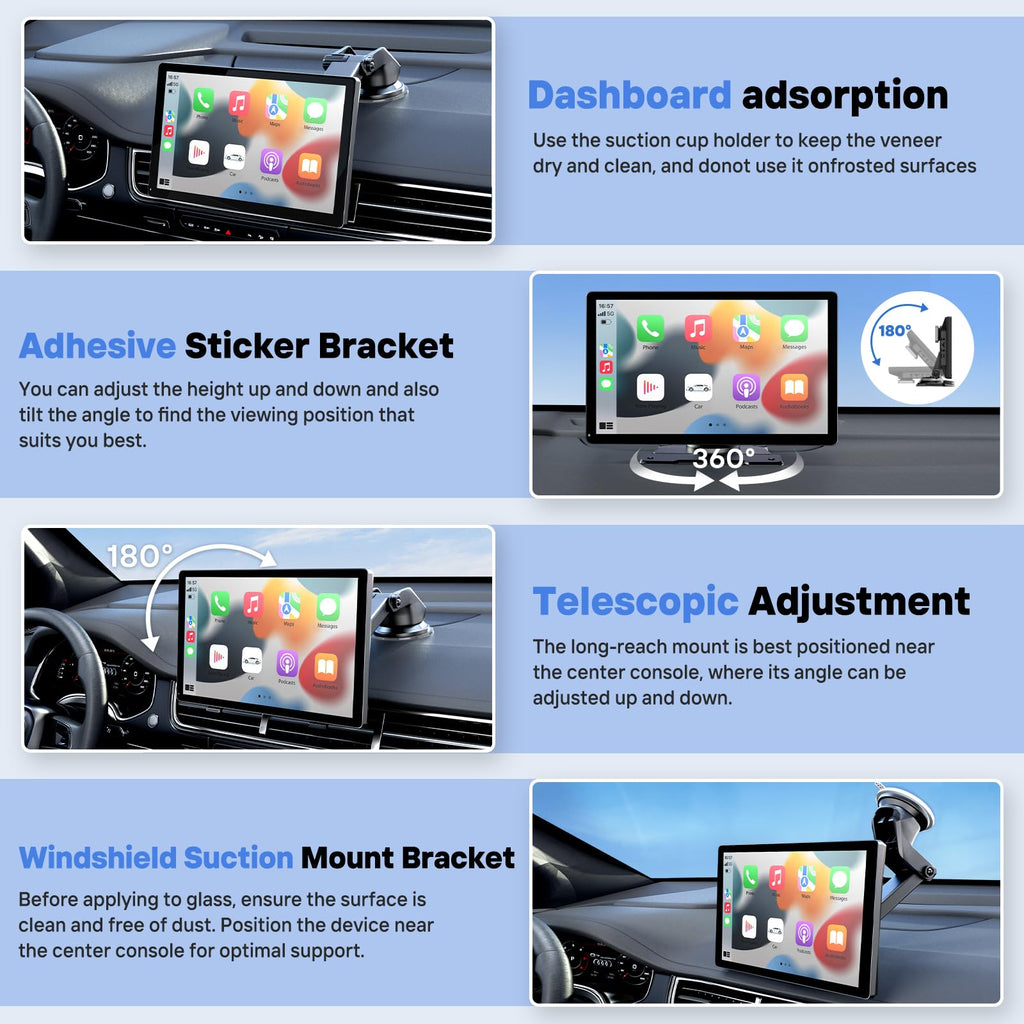 9" Wireless Apple Carplay Screen for Car with OTA Update, Backup Camera | Touchscreen Apple Carplay & Android Auto with Voice Control/GPS Navigation/Mirror Link/Bluetooth 5.0/AUX/FM