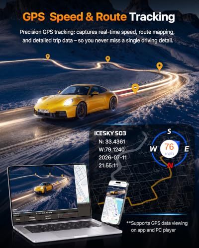 Icesky 4K Dash Cam Front and Rear Left Right with GPS, 20MB/s WiFi 6 | Include 128GB SD Card, G-Sensor, 5.8GHz WiFi6, Parking Mode, 8 IR Lights, 4K Front 1080P Rear/Left/Right, 360° 4 Channel