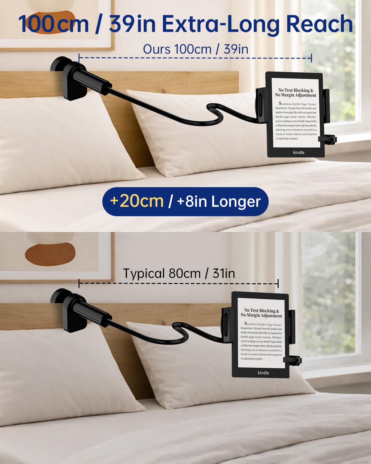 Kindle Stand with Remote Page Turner, Kindle Holder for Reading in Bed