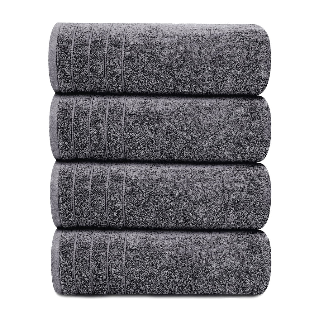Tens Towels 4 Piece Extra Large Bath Towels 30 x 60 Inches, Dark Grey | 100% Cotton, Larger & Lighter Weight, Quicker to Dry, Super Soft and Absorbent, Perfect for Bathroom