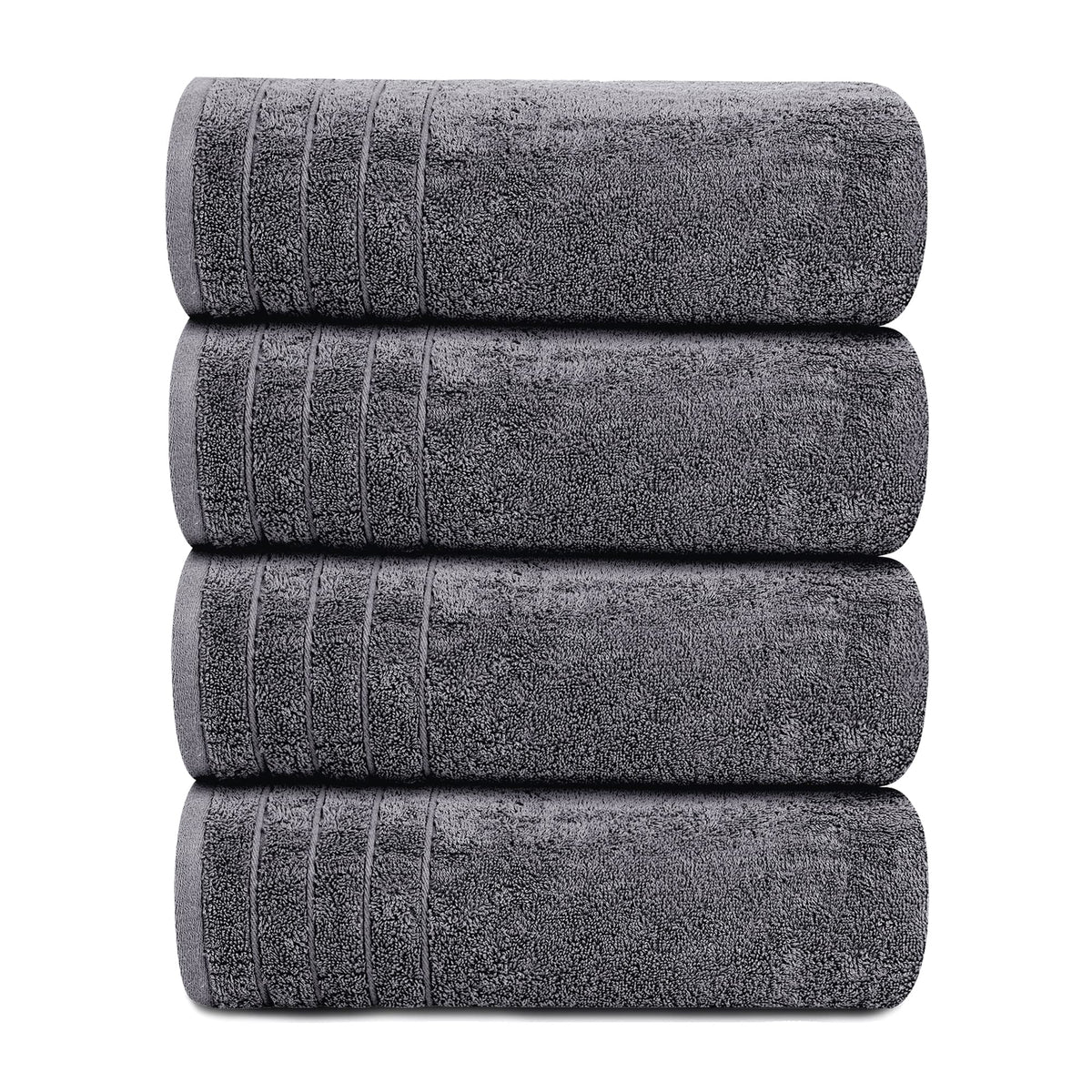 Tens Towels 4 Piece Extra Large Bath Towels 30 x 60 Inches, Dark Grey | 100% Cotton, Larger & Lighter Weight, Quicker to Dry, Super Soft and Absorbent, Perfect for Bathroom
