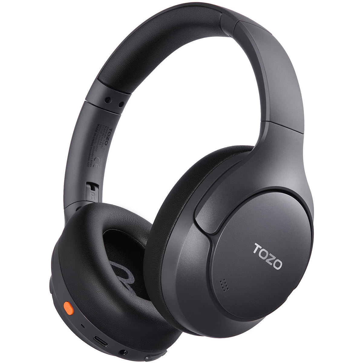 TOZO HT3 Hybrid Noise Cancelling Wireless Headphones, 90H Over Ear Headset | Hi Res Audio, AI Voice Assistant, Dual Device Connection, 32 Custom EQs, Built In 5 Mics, ANC, Foldable, Bluetooth 6.0 Black