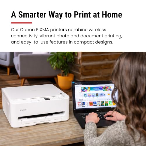 Canon PIXMA TS6520 Wireless Color Inkjet Printer, Duplex Printing, Copier/Scanner, 1.42" OLED Display, Compact, White