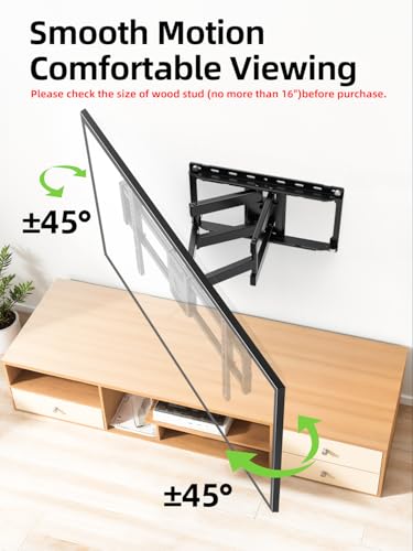 USX Mount Full Motion TV Wall Mount for 42-90 inch TV Holds up to 132lbs | TV Mount Bracket Dual Swivel Articulating Tilt 6 Arms, Max 16" Wood Studs, VESA 600x400mm, Fits 55/65/75/85/86"