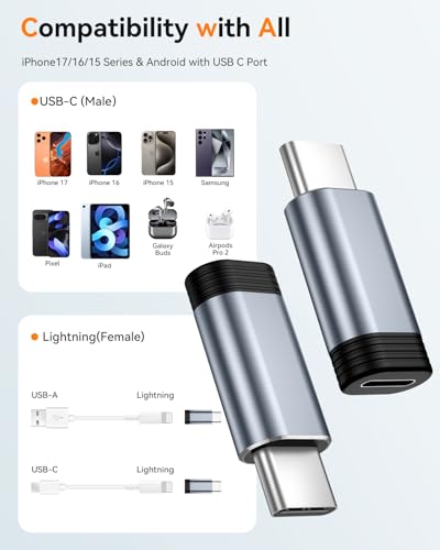 Temdan Not for Audio/OTG [4 Pack Lightning to USB C Adapter]