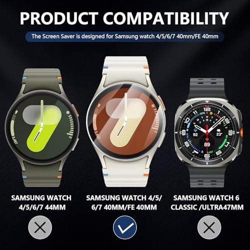 Suoman 4-Pack Screen Protector for Samsung Galaxy Watch 7/6/5/4 40mm | Tempered Glass Protectors Perfectly Fit for Samsung Galaxy 40 mm Smartwatches