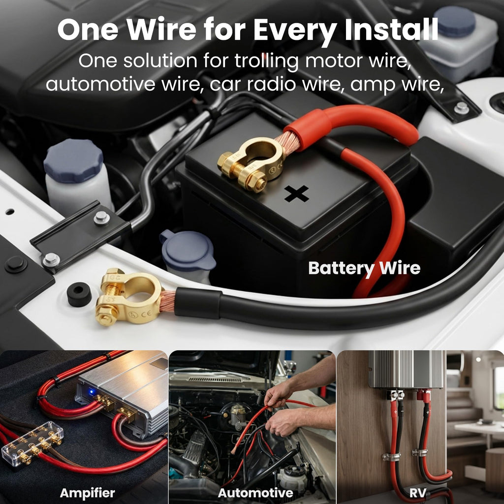 GEARit 4 Gauge Wire 25 FT Black + 25 FT Red, 4 AWG Amp Wire Battery Wires | Automotive Power Ground Cable for Car Audio Amp,RV,Trailer,Subwoofer,Inverter,Generator,Solar,Speaker,Truck(CCA,Black Red)