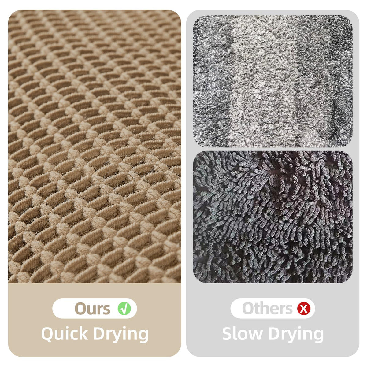 TYUU Waffle Bath Mat, Boho Bathroom Rugs Non Slip Washable, 30x20 Khaki | Super Absorbent Quick Dry Bath Rug, Non-Slip Backing, Soft Waffle Boho Farmhouse Bathroom Mats, Tub, Shower & Home Decor