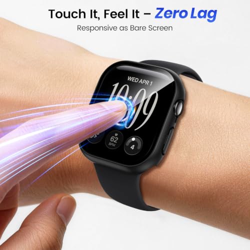 Tensea 3PCS for Apple Watch Screen Protector Case Series 12 46mm | iWatch Protective Face Cover for Women Men, Tempered Glass Film Hard Bumper for iPhone Watch 12 46 mm Accessories