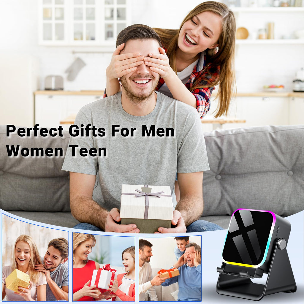 Induction Speaker with Phone Stand 5 in 1 Wireless Bluetooth Audio Black | Phone Speaker Amplifier for iPhone & Android with RGB Light and USB Wired Charging, Birthday Gift for Men Women Teens