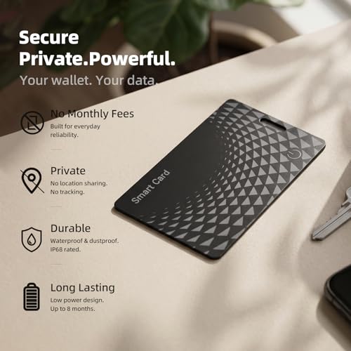 2026 Wallet Tracker Card Pro, Bluetooth Tracking Card (iOS & Android) | 0.05in Ultra Slim, 120dB Loud Alarm, Wireless Charging, Apple MFi Certified, Perfect for Wallet, Passport, Backpack