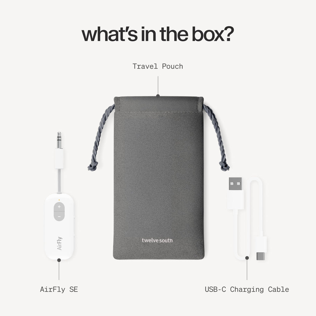 Twelve South AirFly SE, Bluetooth Wireless Audio Transmitter Adapter, White | Bluetooth Adapter for AirPods/Headphones, 20+ Hr Battery, Works with 3.5mm aux Jacks on Airplanes, TVs, Gym Equipment, Travel