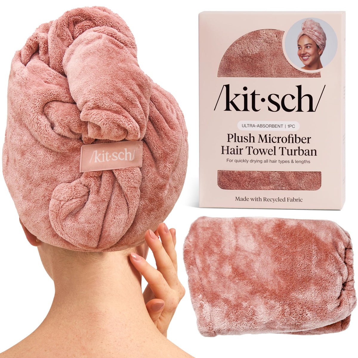 Kitsch XL Microfiber Hair Towel Wrap for Women - Terracotta