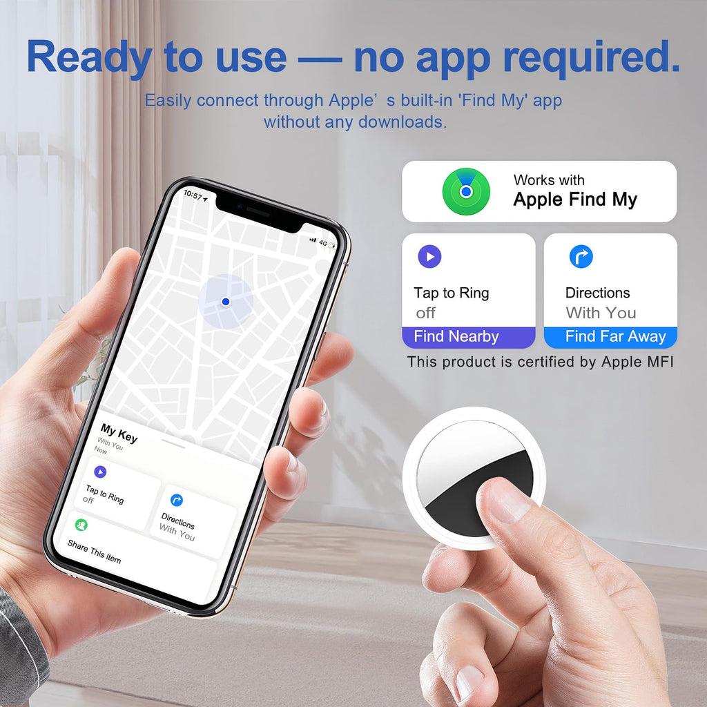Air Tracker Tag 2 Pack [Apple MFi Certified] with Find My(iOS Only) | Key Finder with No App Needed, IP65 Waterproof, 365-Day Standby, Wallets Keys Bags Luggage Locator Tracker Tag