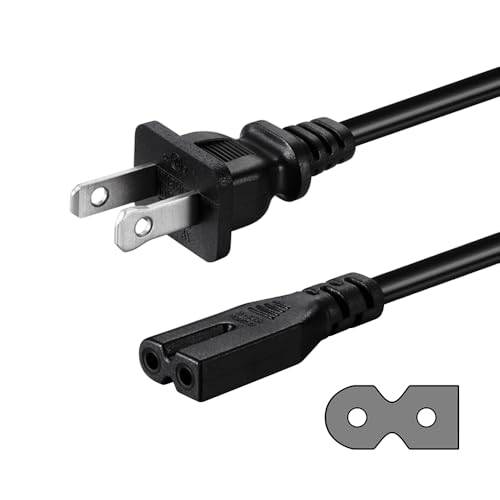 2 Prong AC Power Cord Compatible with Vizio D/E/M Series HDTV, Vizio Sound Bar Power Cable Replacement