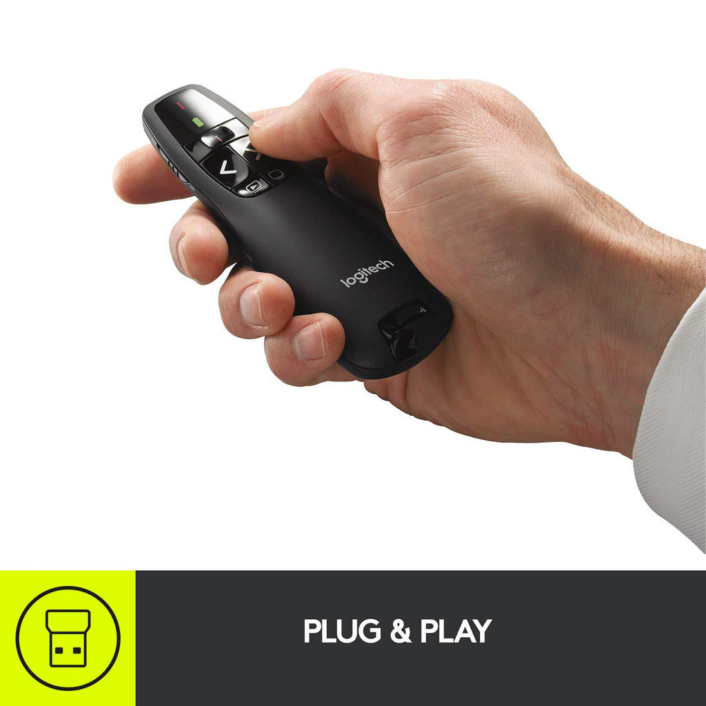 Logitech Wireless Presenter R400 USB A PowerPoint Clicker with Laser | USB-A connection, PowerPoint clicker, presentation remote control