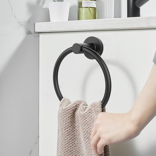 SetSail Towel Holder for Bathroom Wall Matte Black Towel Ring | Stainless Steel Hand Towel Holder Heavy Duty Towel Hanger for Bath, Kitchen
