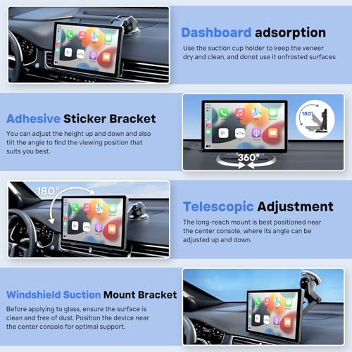 9" Wireless Apple Carplay Screen for Car with OTA Update, Backup Camera | Touchscreen Apple Carplay & Android Auto with Voice Control/GPS Navigation/Mirror Link/Bluetooth 5.0/AUX/FM