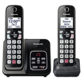 Panasonic Cordless Phone with Answering Machine, 2 Handsets Landline Phone | Home phones landline cordless featuring an answering machine, call block and caller ID, Metallic Black, KX-TGD832M