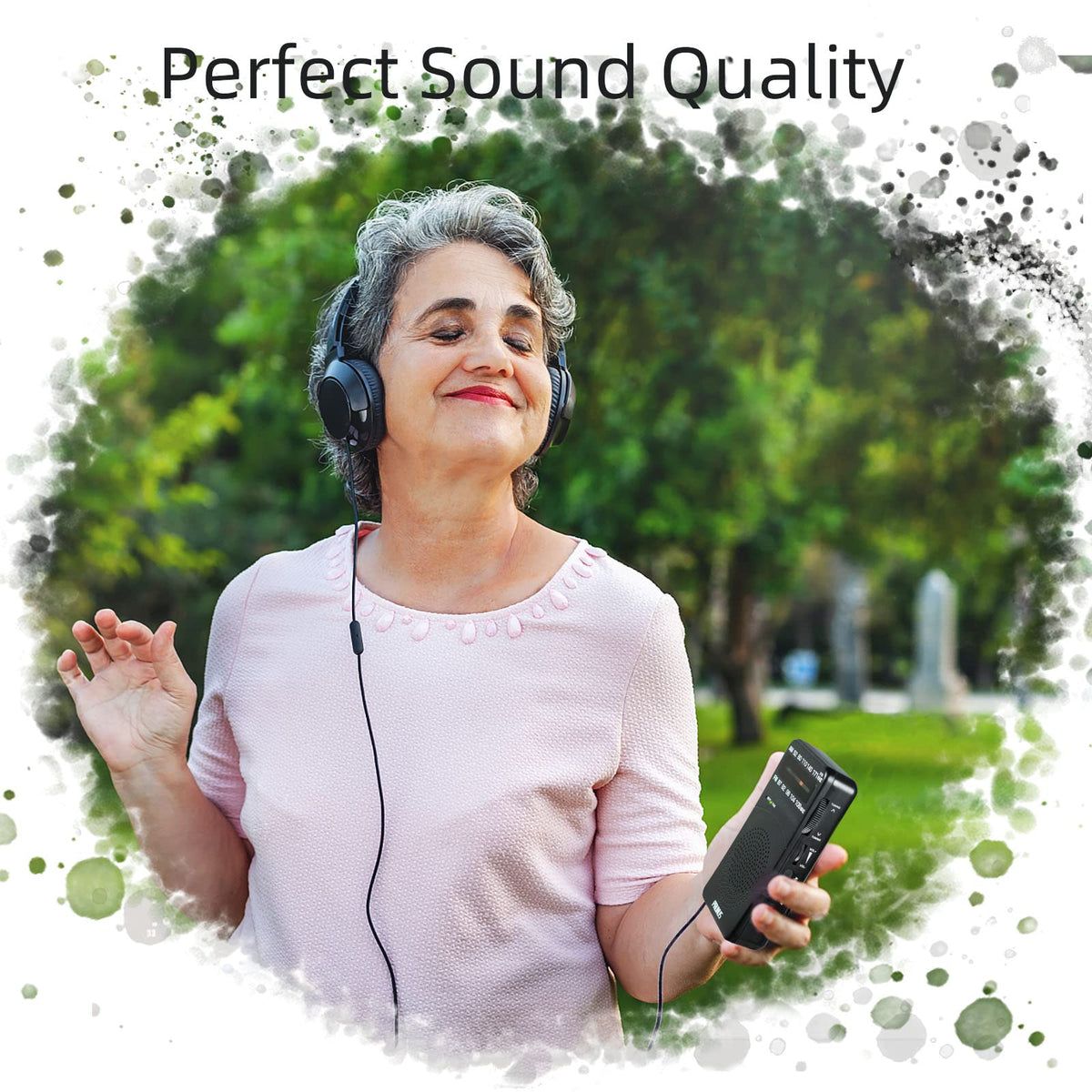 PRUNUS J-166 Portable Radio AM FM, Battery Operated Radio | Tuning Light, Back Clip, Layard, Excellent Reception, AM FM Radios Portable, Transistor Radios