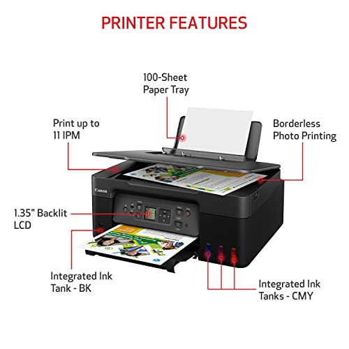 Canon MegaTank G3270 All-in-One Wireless Color Printer | Print, Copy, Scan, Refillable Tank System, Compact Desktop Design, Home & Office Use