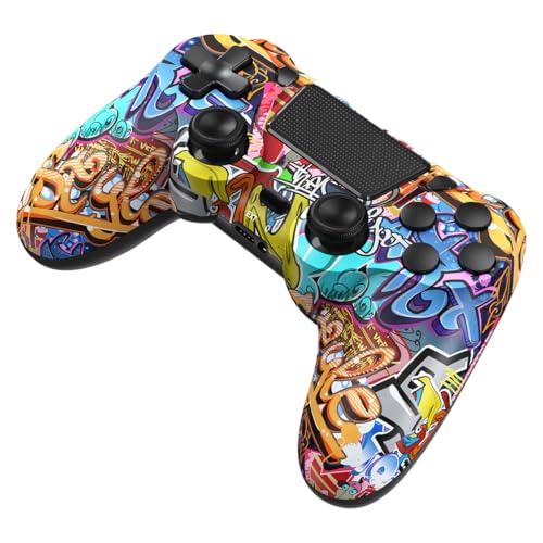 TIANHOO Wireless Controller Compatible with PS4/Pro/Slim | with Vibration Feedback, Motion Sensing, Touchpad, Light Bar, Share, 3.5mm Headphone Jack(Graffiti)