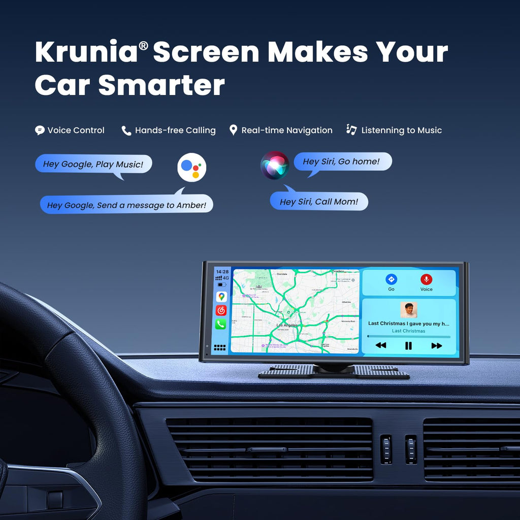 9.26" Wireless Portable Carplay Screen for Apple Car Play Android Auto OTA | 1600x600 IPS Touchscreen with OTA Updates, Backup Camera, Mirror Link, Bluetooth 5.0, Voice Control, GPS Navigation, FM