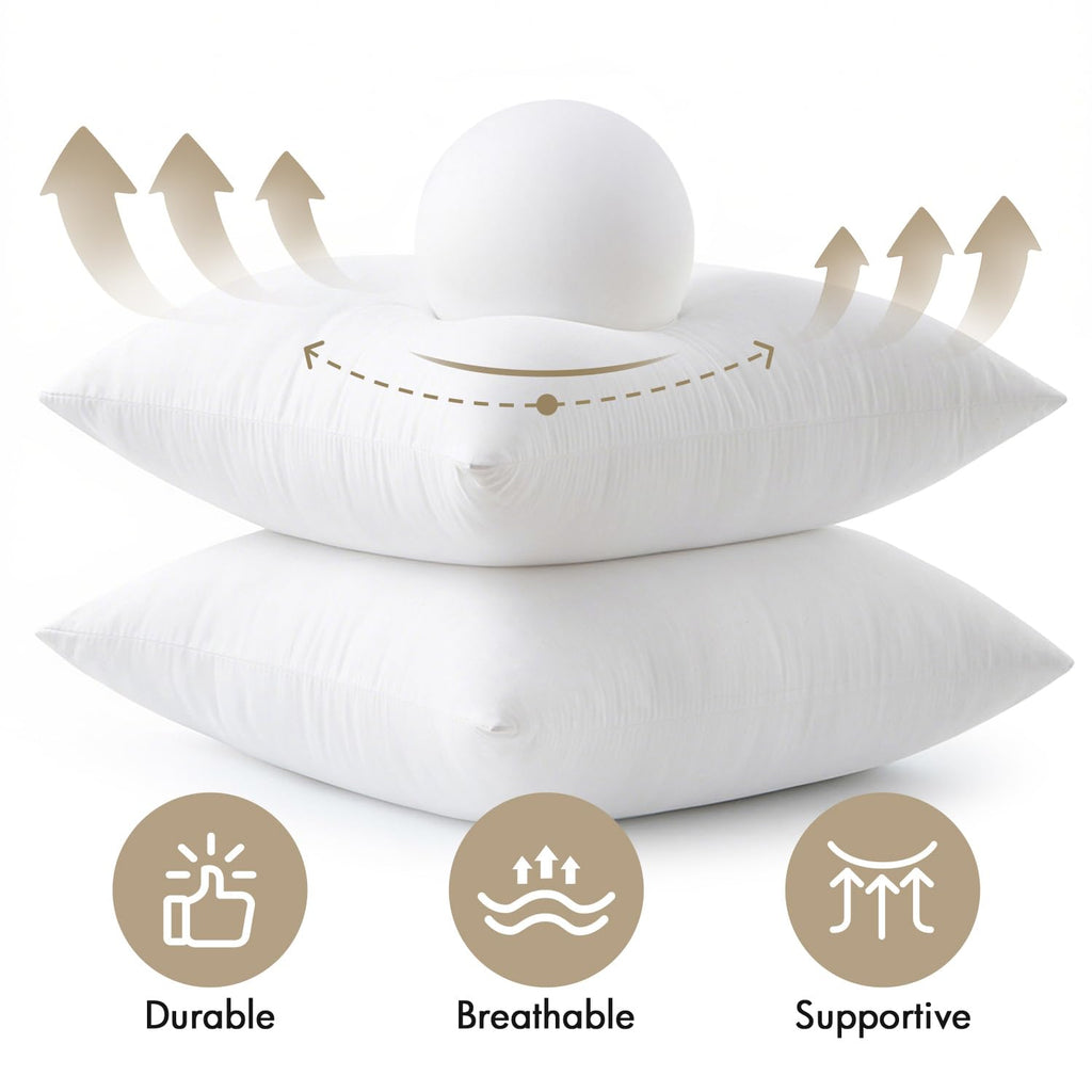 MIULEE 18x18 Pillow Inserts 4 Pack, 100% Virgin Fiber Filling Throw Pillows | Decorative Pillows for Sofa Bed Couch, Firm and Full Pillows, Excellent Support, Soft Brushed Fabric