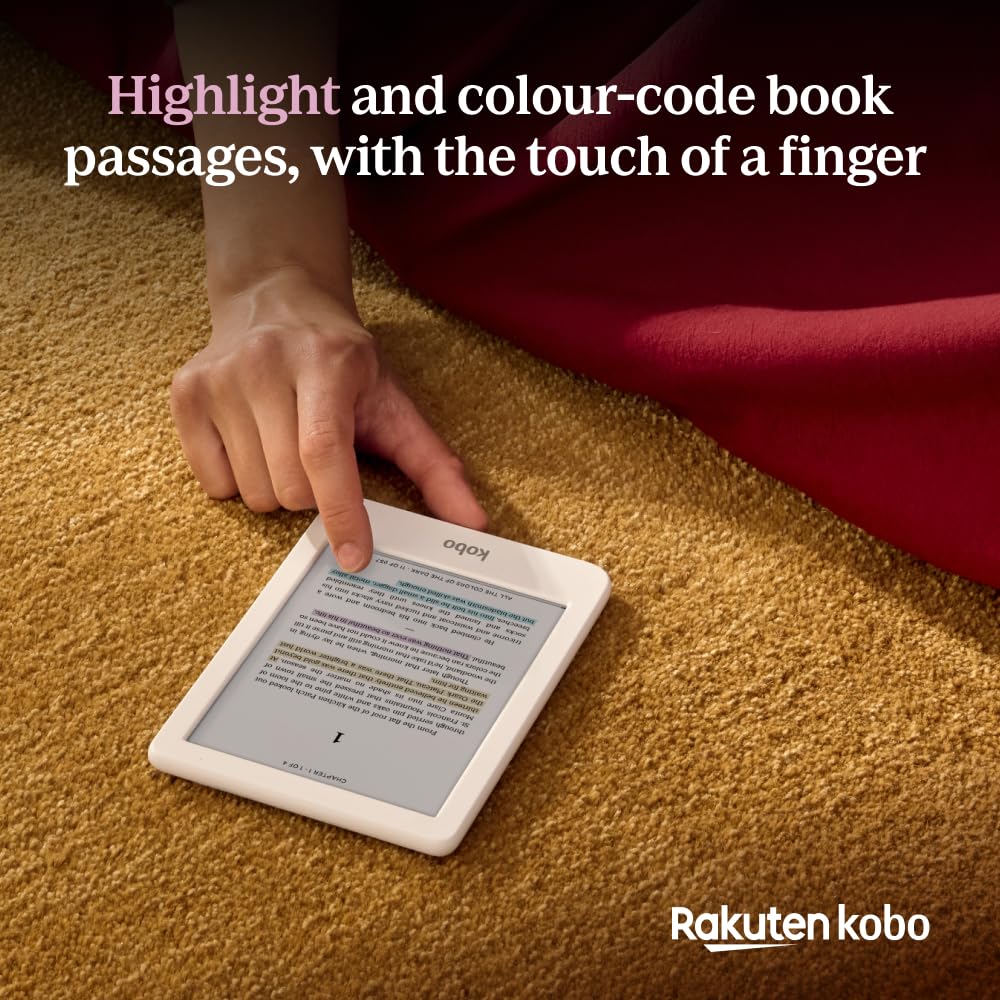 Kobo Clara Colour | Colour eReader | 6” Glare-Free Colour E Ink Kaleido™ 3 Display | Dark Mode Option | Waterproof | Audiobooks | 16GB of Storage | White