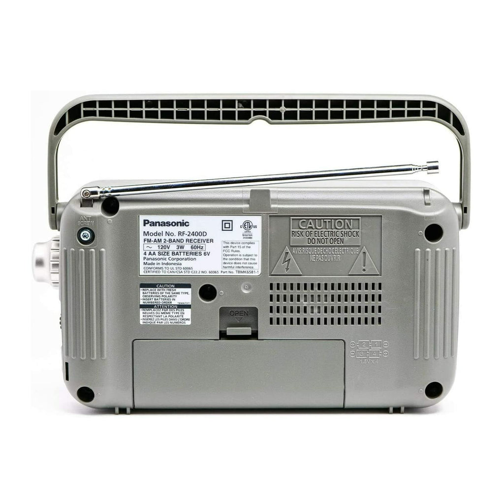 Panasonic Portable AM/FM Radio, Battery Operated Analog Radio, AC Powered, Silver (RF-2400D)
