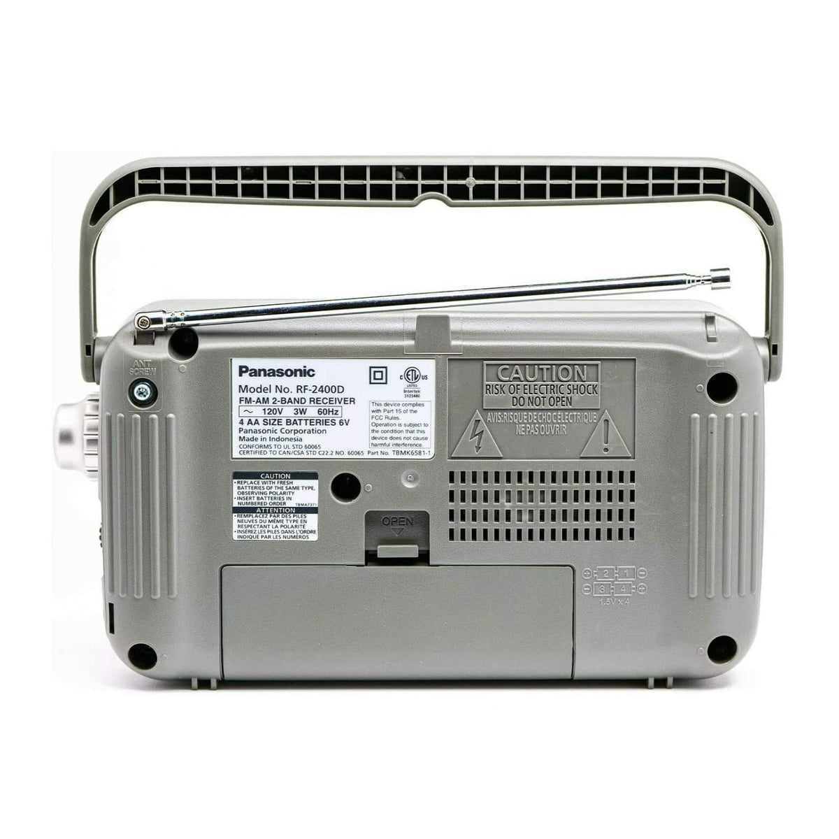 Panasonic Portable AM/FM Radio, Battery Operated Analog Radio, AC Powered, Silver (RF-2400D)