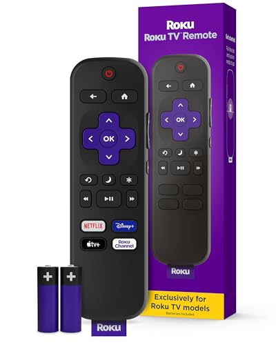 Roku TV Remote Control (Official Manufacturer Product) | Simple Setup & Pre-Set App Shortcuts - Replacement Remote Compatible with RokuTV Models ONLY (Not Roku Players)
