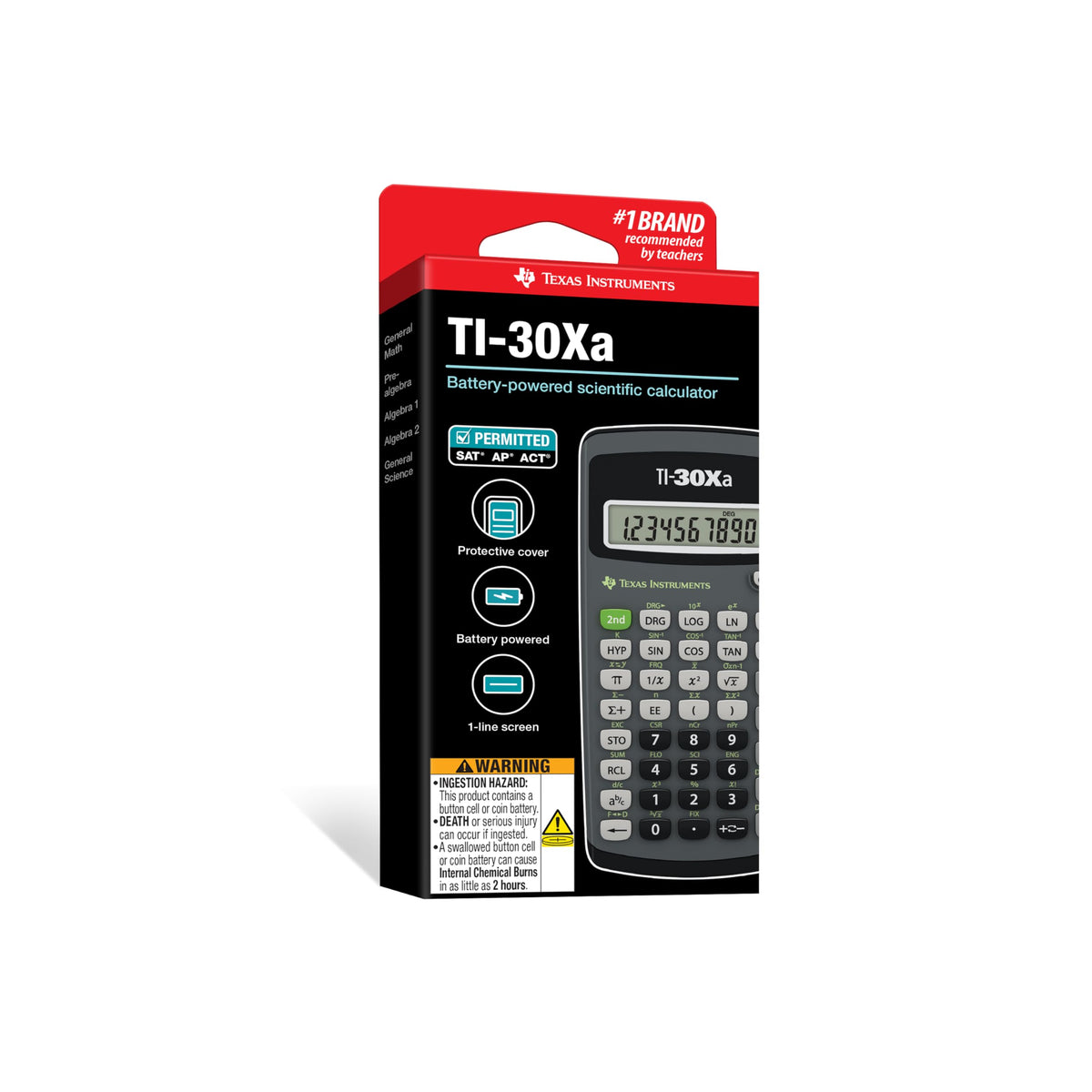 Texas Instruments TI-30Xa Scientific Calculator | Basic, battery-operated; One-line display for general Math and Science