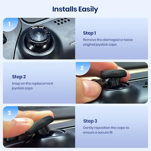 NEWDERY Joystick Replacement Grip Caps for PS5/PS4 Controller | Silicone Thumb Grip Cap Replacement Set, Anti-Slip Design, Compatible with PS5/PS4 Controller, Black, 10-Pack