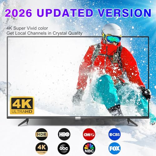 HIDB TV Antenna for Smart TV Indoor, Digital TV Antenna for Local Channels | OTA Digital HD Signal Antenna with Magnetic Base and 10ft Cable for Easy Setup