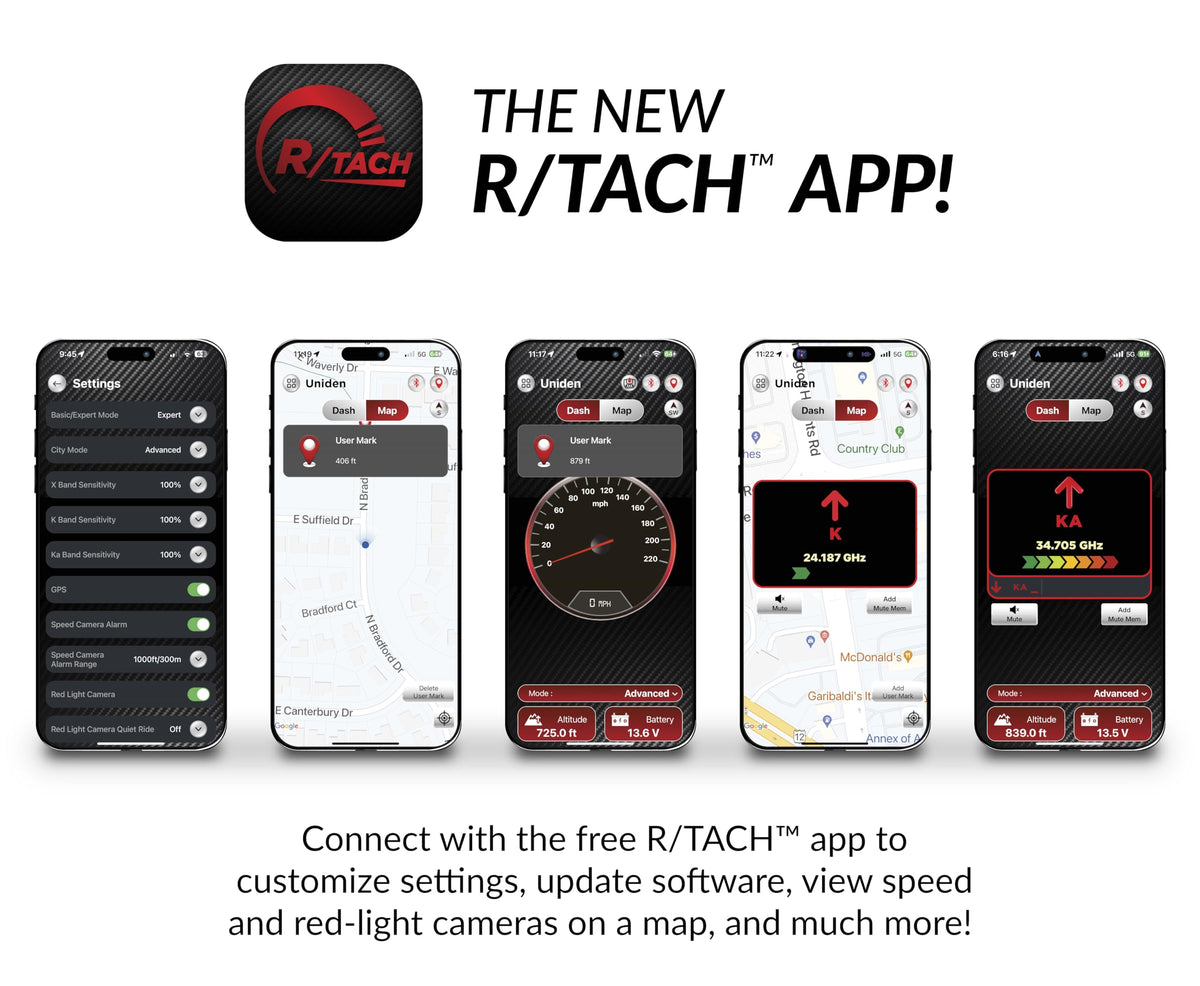 Uniden R8W (new Model) Extreme Long Range Laser/Radar Detector, 360° Awareness, Directional Arrows, Wi-Fi, Bluetooth, GPS, Real-Time Voice Alerts, Red Light & Speed Camera Alerts, R/TACH App