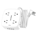 YISHU 6Ft Surge Protector Power Strip with 8 Widely Outlets & 4 USB Ports | 3 Side Outlet Extender with 6 Feet Extension Cord, Flat Plug, for Home, Office, College Dorm Room Essentials