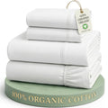 LANE LINEN Queen Sheets 100% Organic Cotton 4pc Percale Cooling - White | Queen Sheet Set, GOTS Certified Organic Cotton Percale - Crisp, Cool & Breathable, For Hot Sleepers, All-Season Comfort