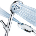 AquaCare 8-mode High Pressure Handheld Shower Head with 2-mode Power Wash | Stay Clean Nozzles, Dual Power Wash for Tub, Tile & Pets, Long 6 ft. Stainless Steel Hose, Wall & Overhead Brackets / Chrome